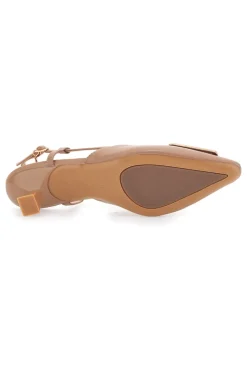 Décolleté Slingback Beige con Dettaglio Geometrico Effetto Cromato Ferre' F212