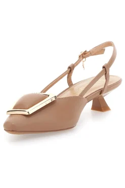 Décolleté Slingback Beige con Dettaglio Geometrico Effetto Cromato Ferre' F212