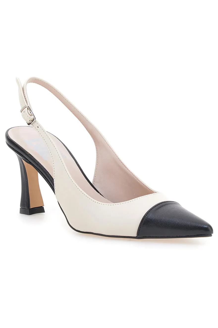 Décolleté Slingback Beige e Nere A Punta Made in Italy PITTARELLO LOVE 256
