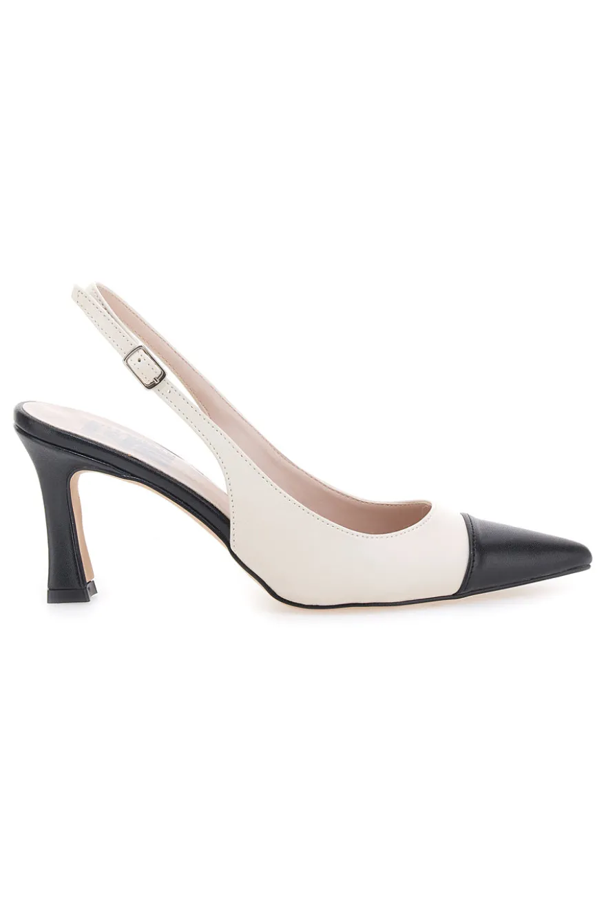 Décolleté Slingback Beige e Nere A Punta Made in Italy PITTARELLO LOVE 256