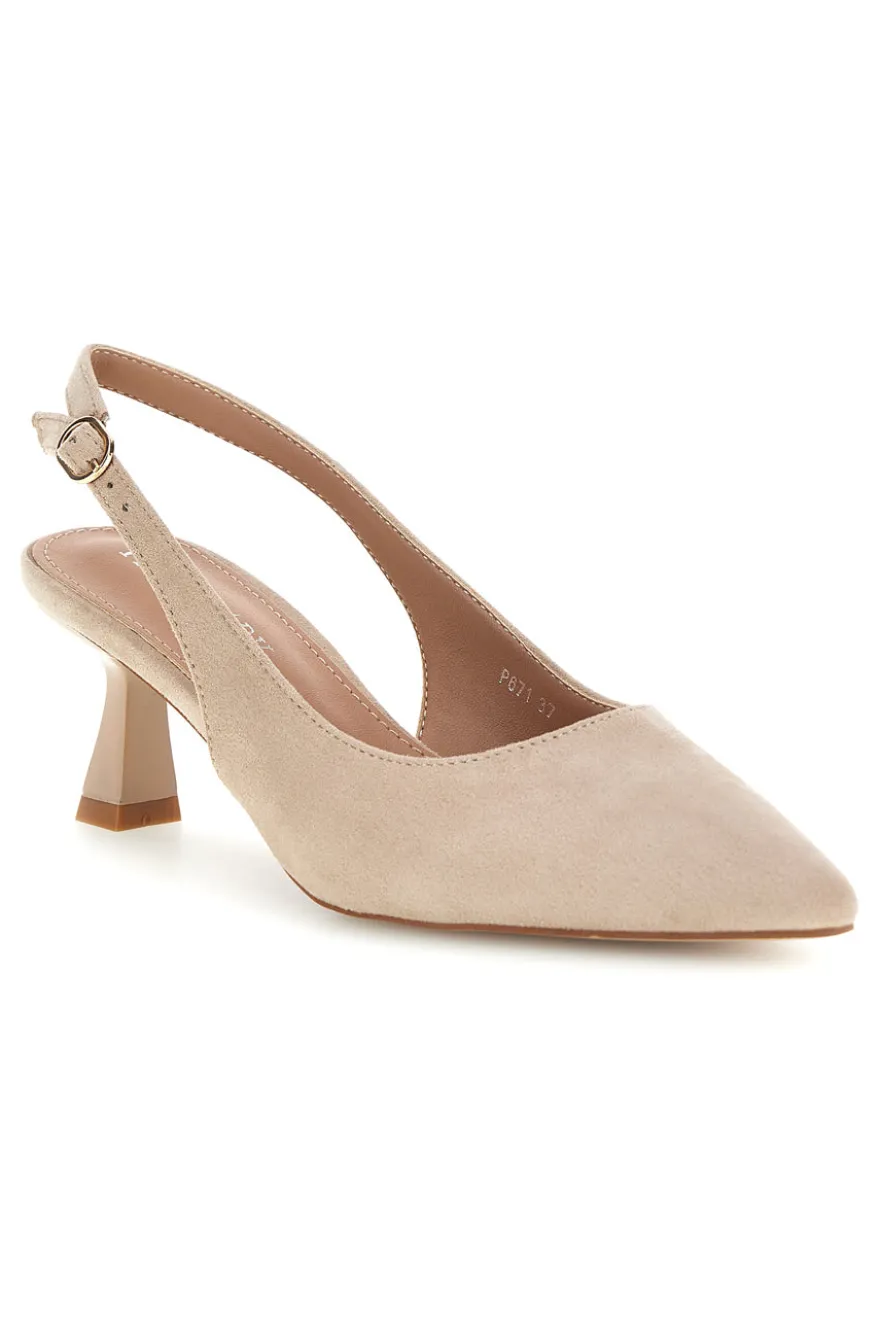 Décolleté slingback beige in tessuto effetto soft touch First lady P671