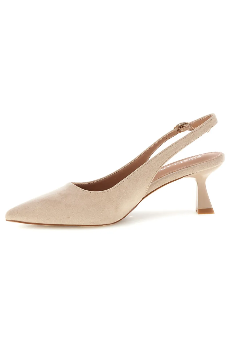 Décolleté slingback beige in tessuto effetto soft touch First lady P671