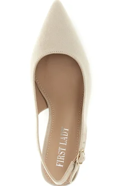 Décolleté slingback beige in tessuto effetto soft touch First lady P671