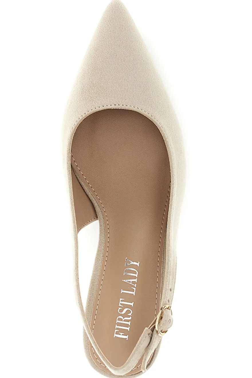 Décolleté slingback beige in tessuto effetto soft touch First lady P671