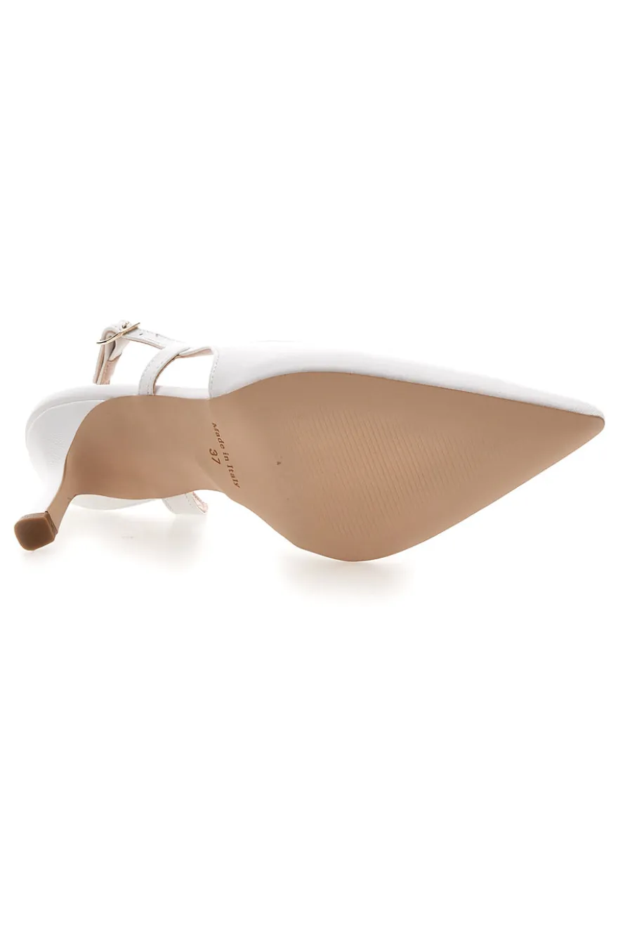 Décolleté slingback bianca con tacco Pittarello Glam 3997