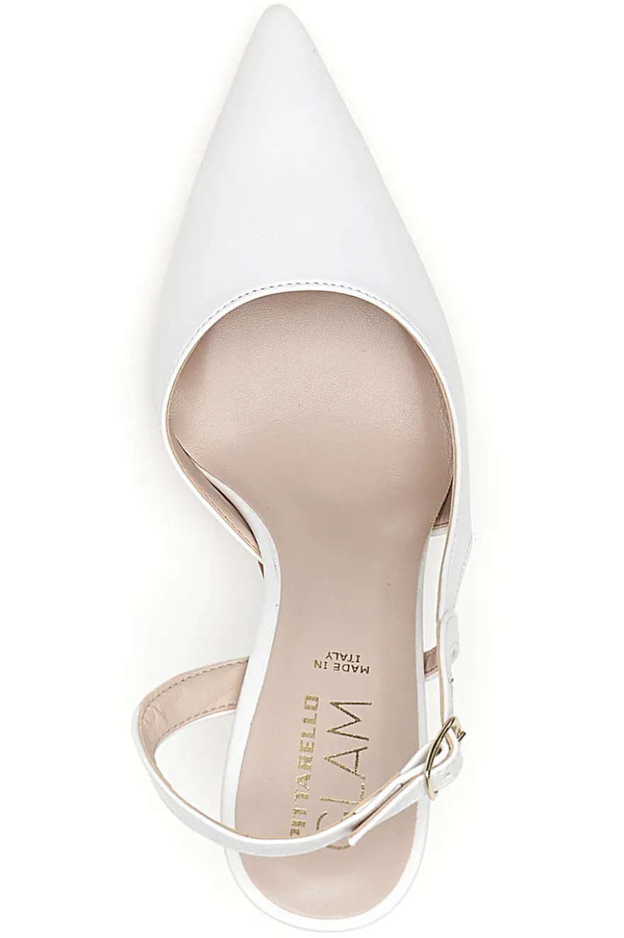 Décolleté slingback bianca con tacco Pittarello Glam 3997
