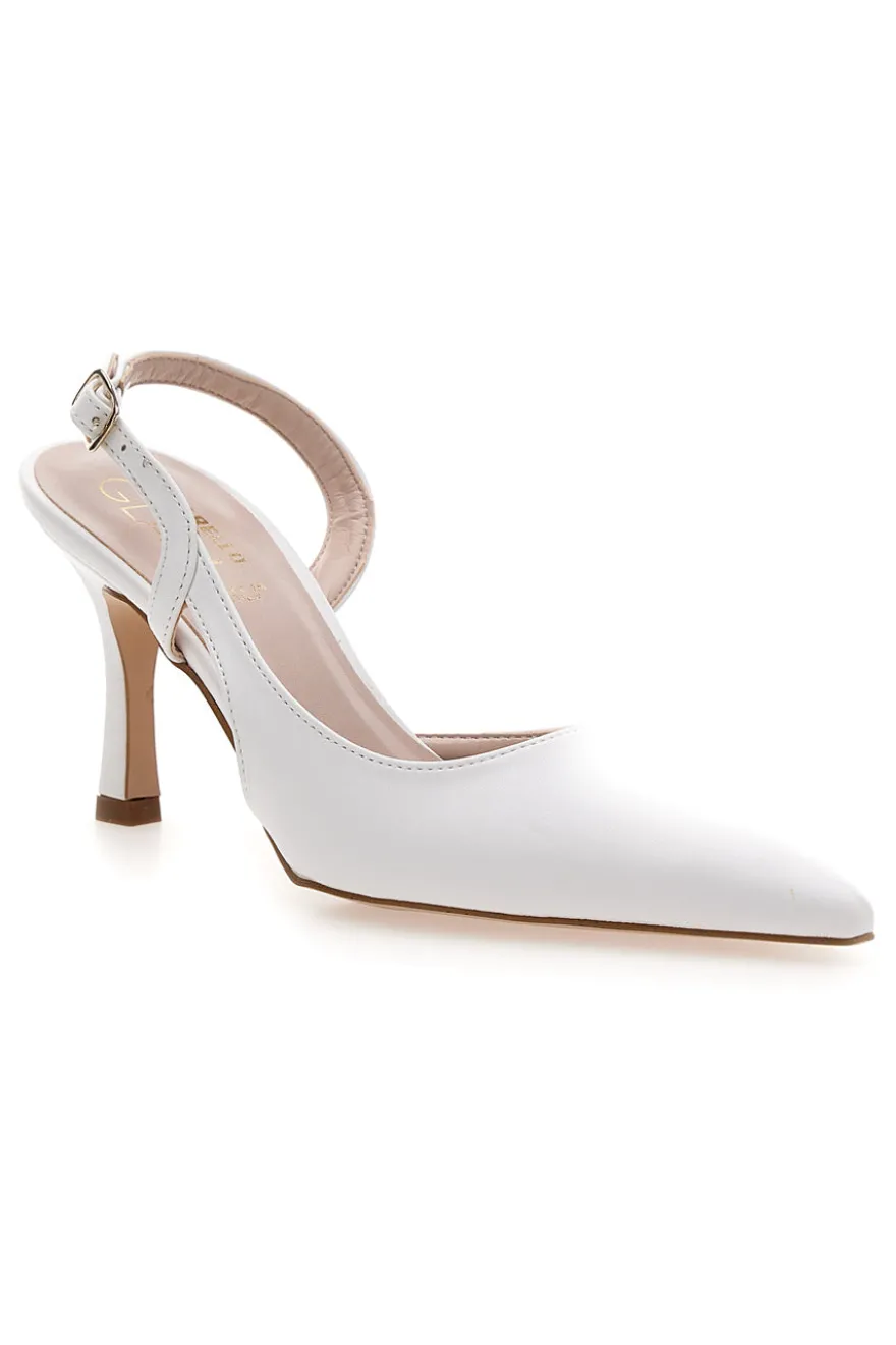 Décolleté slingback bianca con tacco Pittarello Glam 3997