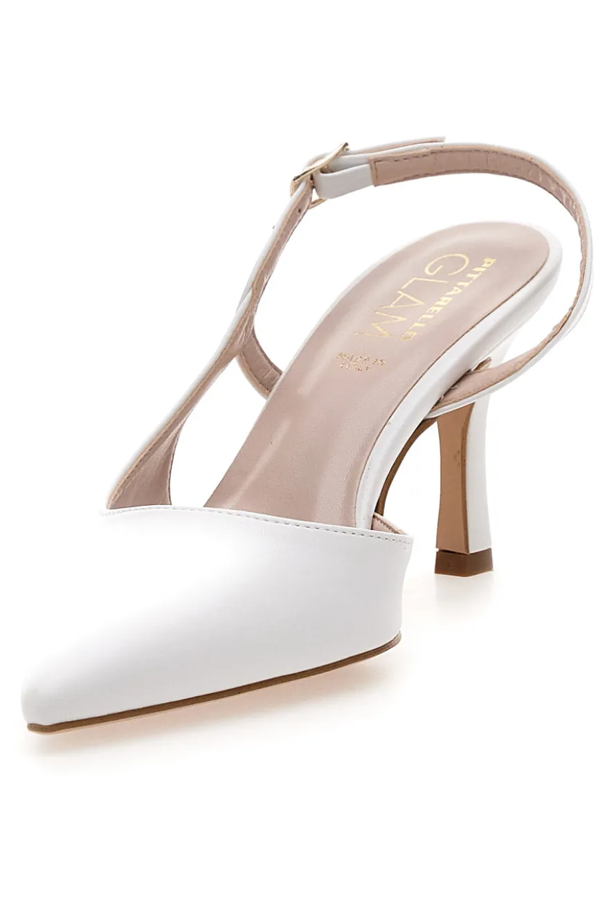 Décolleté slingback bianca con tacco Pittarello Glam 3997