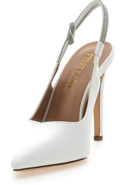 Décolleté Slingback Bianche con Tacco Alto FIRST LADY P528