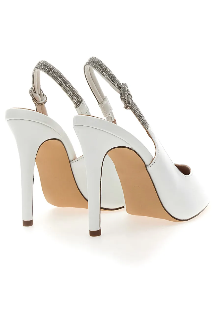 Décolleté Slingback Bianche con Tacco Alto FIRST LADY P528