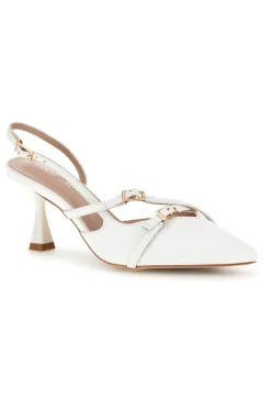 Décolleté slingback bianche con cinturini First lady P655