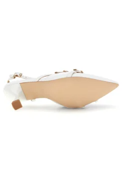 Décolleté slingback bianche con cinturini First lady P655