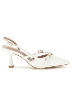 Décolleté slingback bianche con cinturini First lady P655
