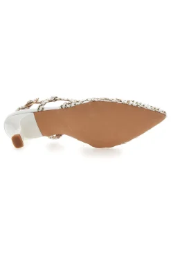 Décolleté slingback bianche intrecciate con tacco basso Mon Dieu 1601