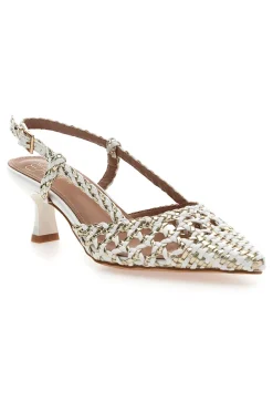 Décolleté slingback bianche intrecciate con tacco basso Mon Dieu 1601