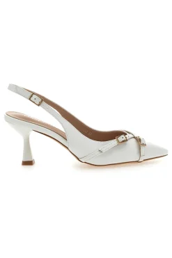 Décolleté Slingback Bianche con Cinturini Decorativi FIRST LADY P531