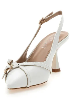Décolleté Slingback Bianche con Cinturini Decorativi FIRST LADY P531