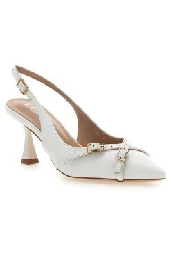 Décolleté Slingback Bianche con Cinturini Decorativi FIRST LADY P531