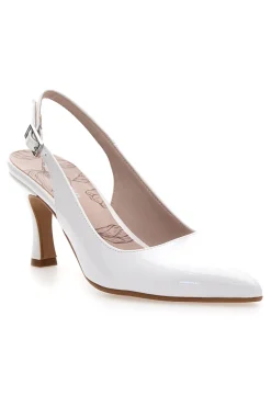 Décolleté slingback bianche a punta con tacco medio Pittarello Romantic 5371