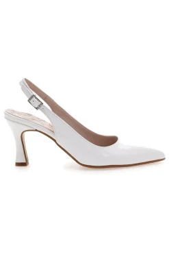 Décolleté slingback bianche a punta con tacco medio Pittarello Romantic 5371