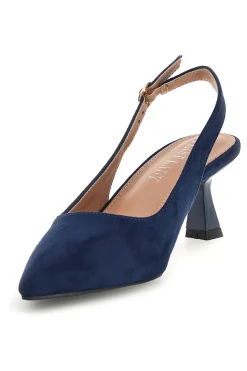 Décolleté slingback blu in tessuto effetto soft touch First lady P671