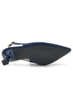 Décolleté slingback blu in tessuto effetto soft touch First lady P671