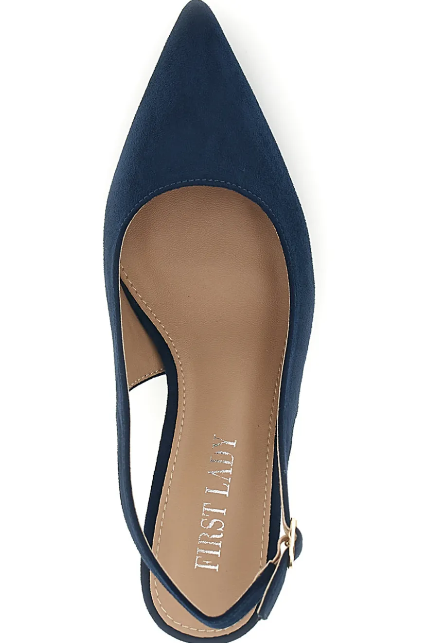 Décolleté slingback blu in tessuto effetto soft touch First lady P671