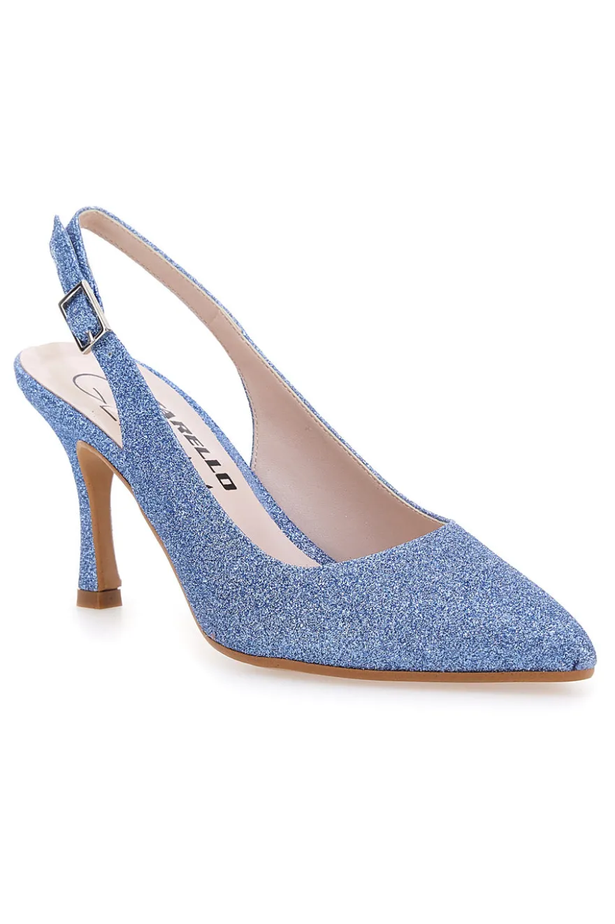 Décolleté Slingback Celesti con Brillantini PITTARELLO CLASS 5171