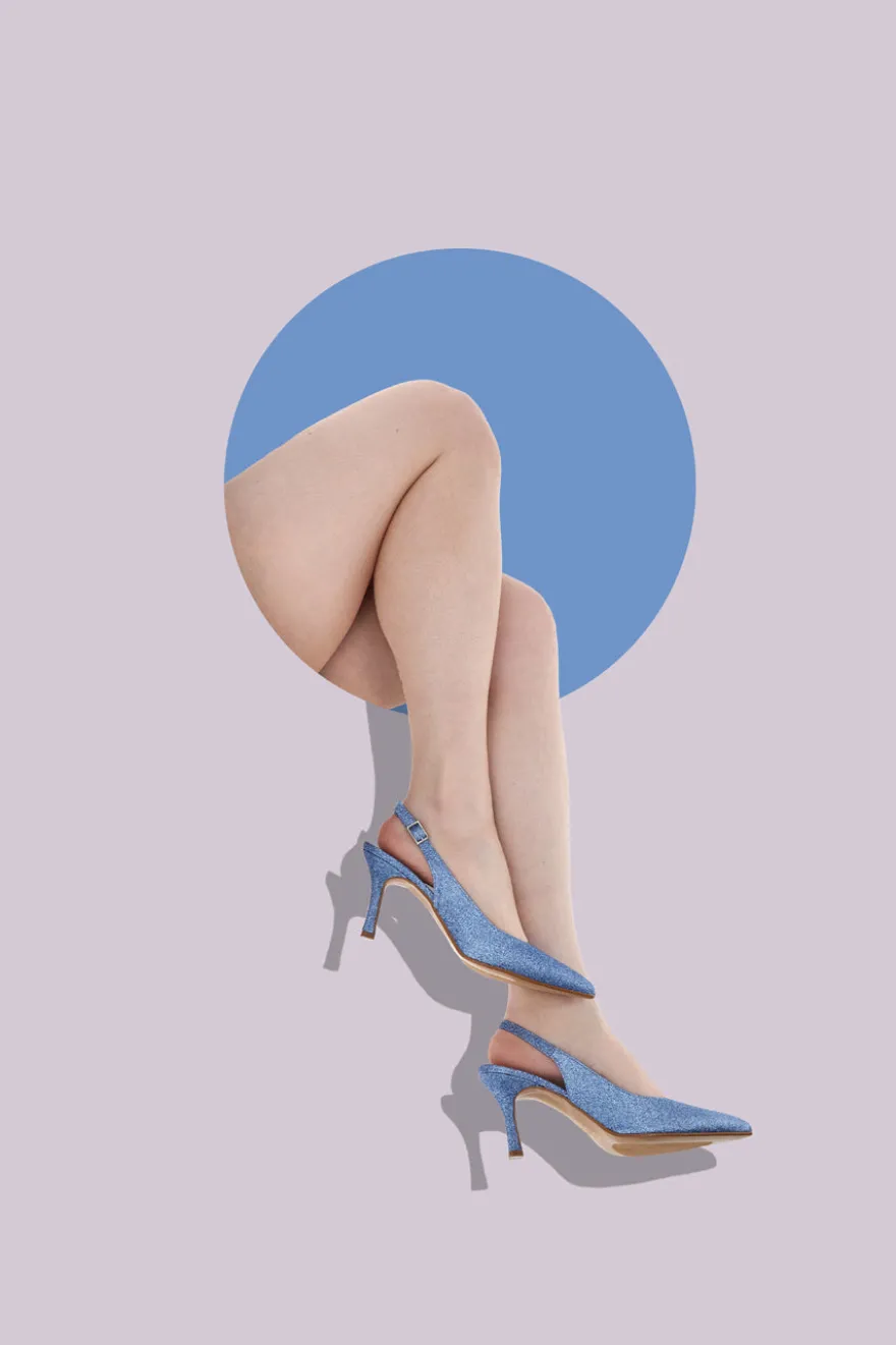 Décolleté Slingback Celesti con Brillantini PITTARELLO CLASS 5171