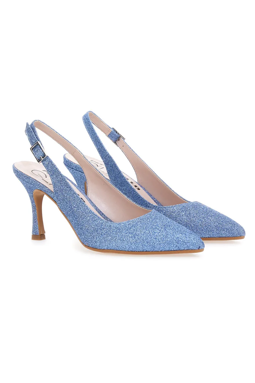 Décolleté Slingback Celesti con Brillantini PITTARELLO CLASS 5171