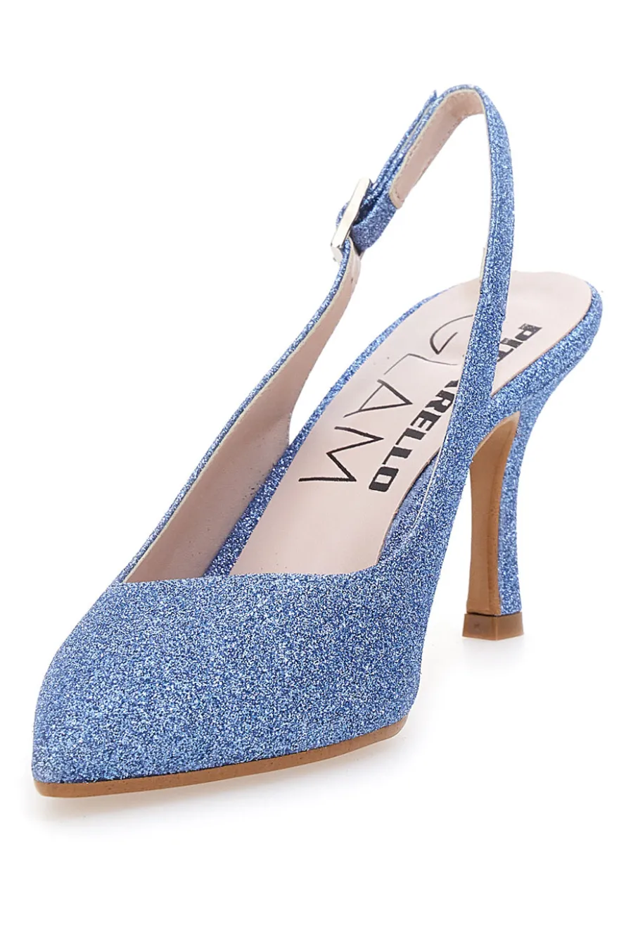 Décolleté Slingback Celesti con Brillantini PITTARELLO CLASS 5171