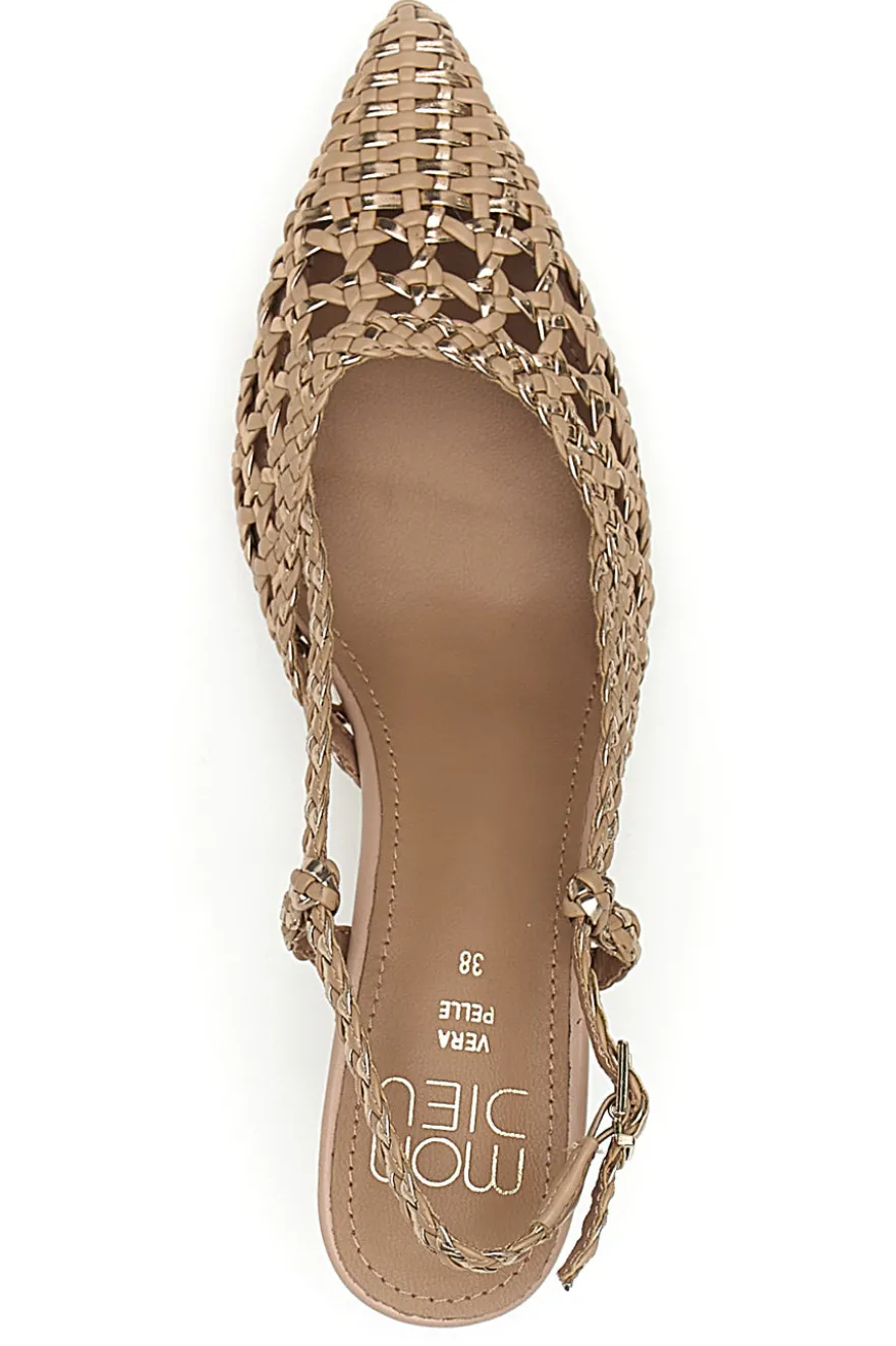 Décolleté slingback cipria intrecciate con tacco basso Mon Dieu 1601