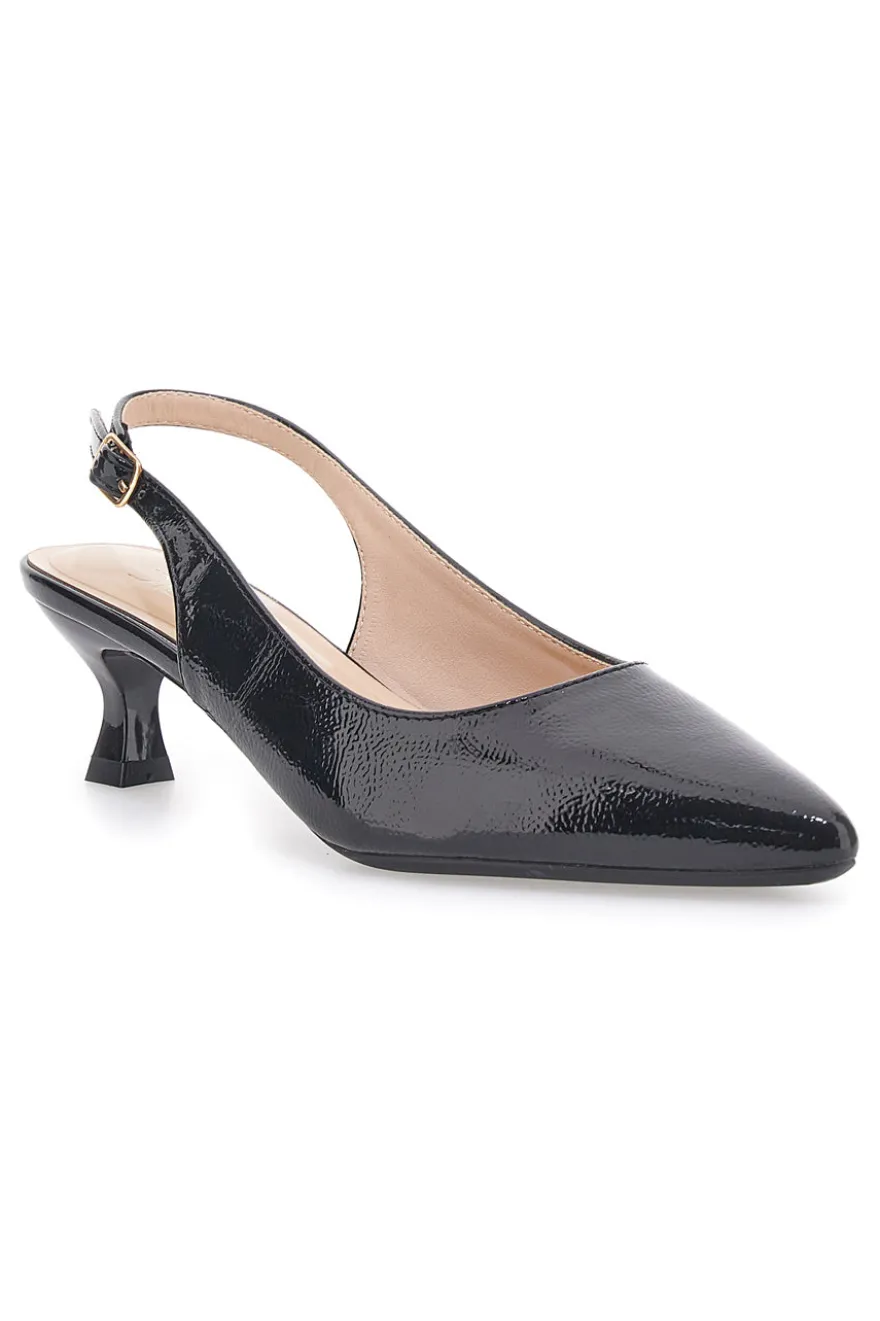 Dècolletè slingback in vernice nera MON DIEU FDS246C