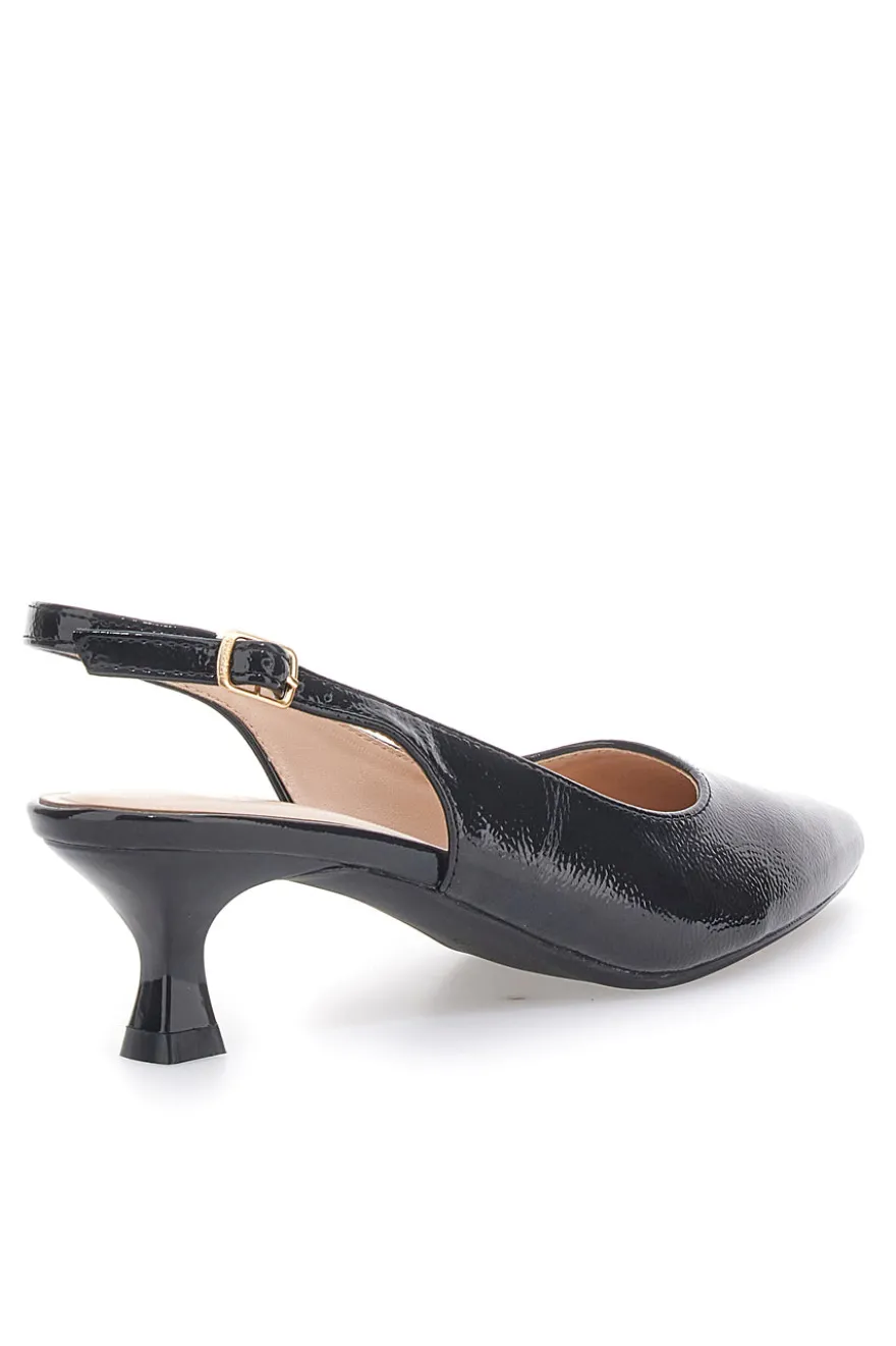 Dècolletè slingback in vernice nera MON DIEU FDS246C