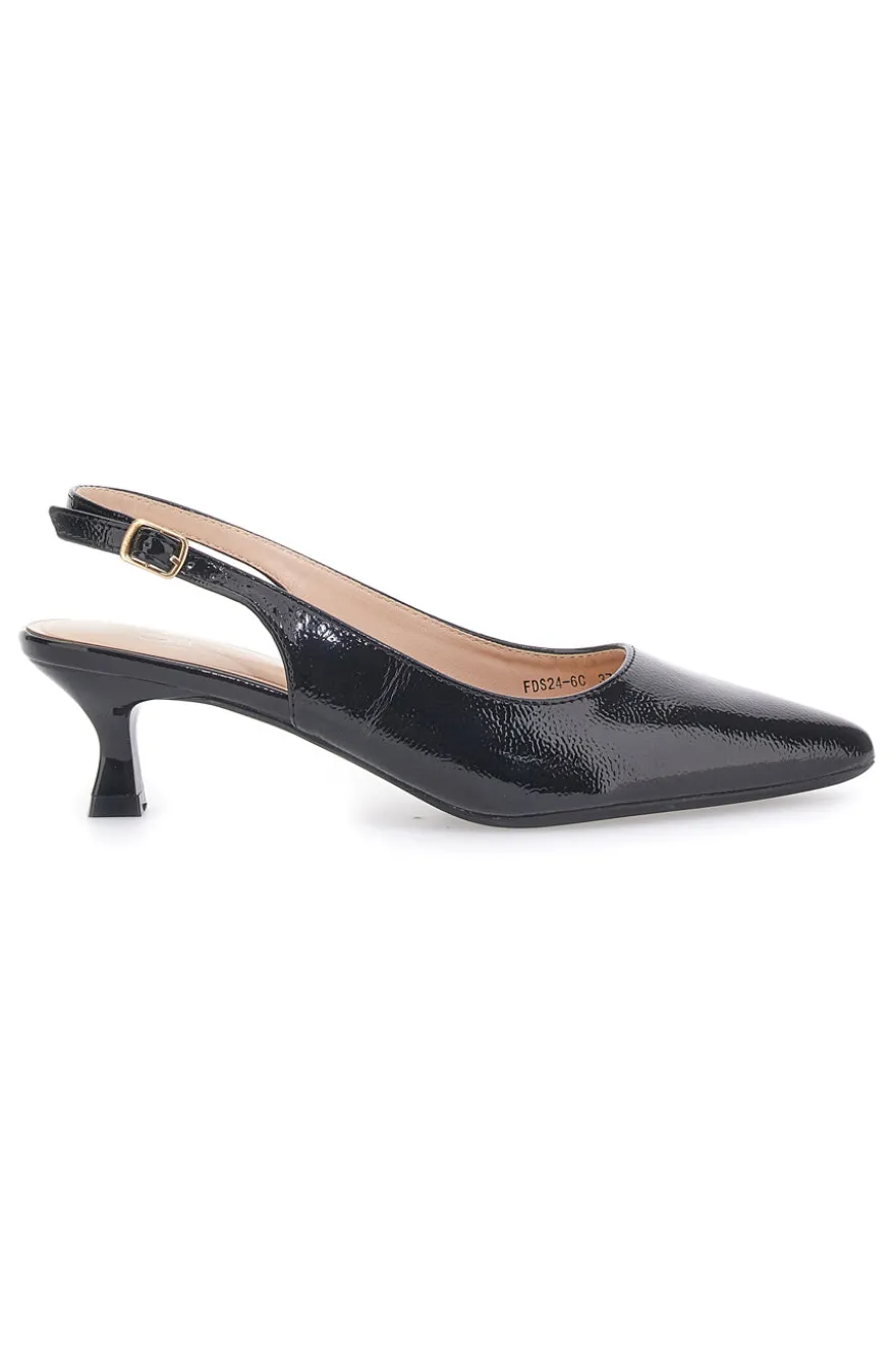 Dècolletè slingback in vernice nera MON DIEU FDS246C