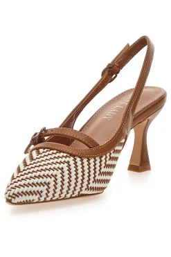 Décolleté Slingback marrone con cinturino e tacco medio First lady P666