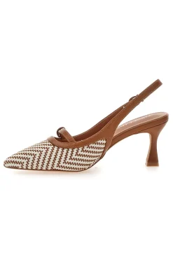 Décolleté Slingback marrone con cinturino e tacco medio First lady P666