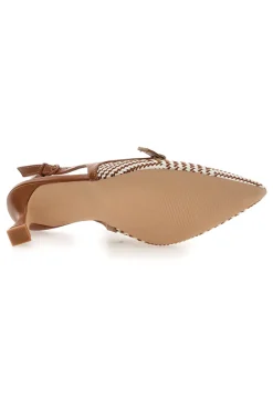 Décolleté Slingback marrone con cinturino e tacco medio First lady P666