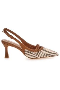 Décolleté Slingback marrone con cinturino e tacco medio First lady P666