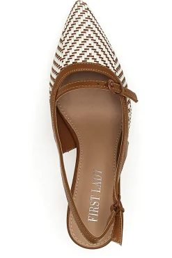 Décolleté Slingback marrone con cinturino e tacco medio First lady P666