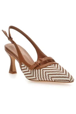 Décolleté Slingback marrone con cinturino e tacco medio First lady P666