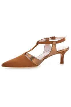 Décolleté slingback marrone con cinturino Made in Italy Pittarello Glam 4003