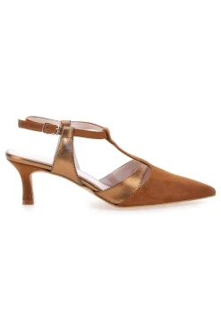 Décolleté slingback marrone con cinturino Made in Italy Pittarello Glam 4003