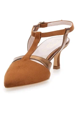 Décolleté slingback marrone con cinturino Made in Italy Pittarello Glam 4003