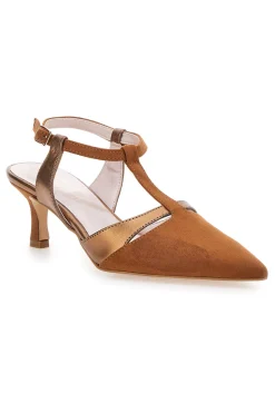 Décolleté slingback marrone con cinturino Made in Italy Pittarello Glam 4003