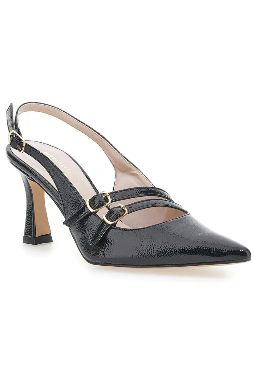 Décolleté Slingback Nere a Punta Effetto Vernice PITTARELLO GLAM 3591