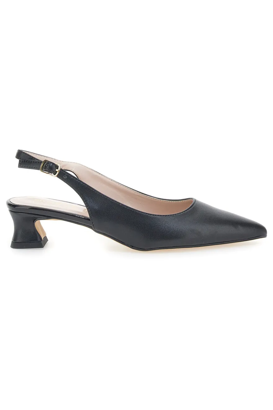 Décolleté Slingback Nere a Punta con Tacco Basso PITTARELLO GLAM 3614