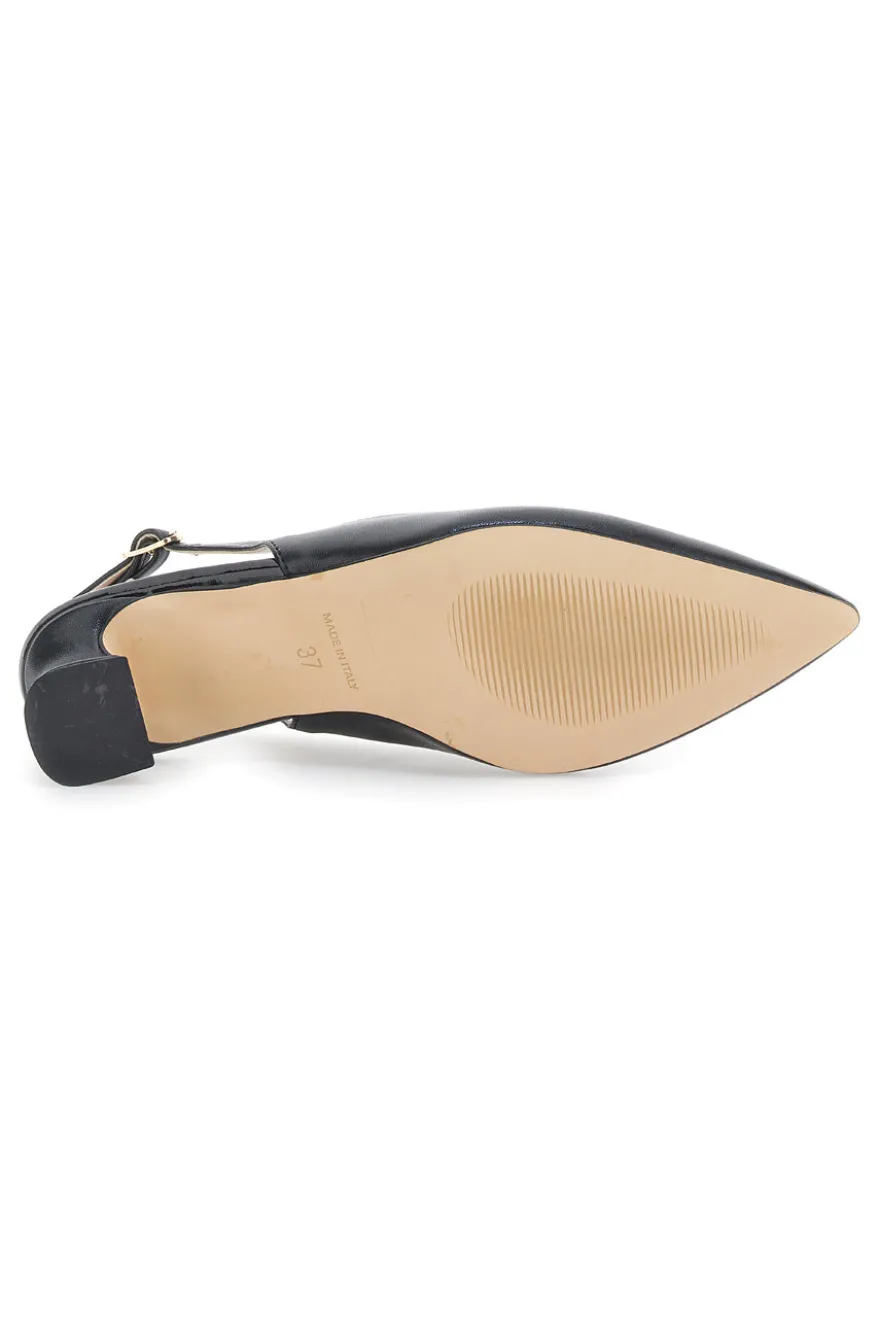 Décolleté Slingback Nere a Punta con Tacco Basso PITTARELLO GLAM 3614