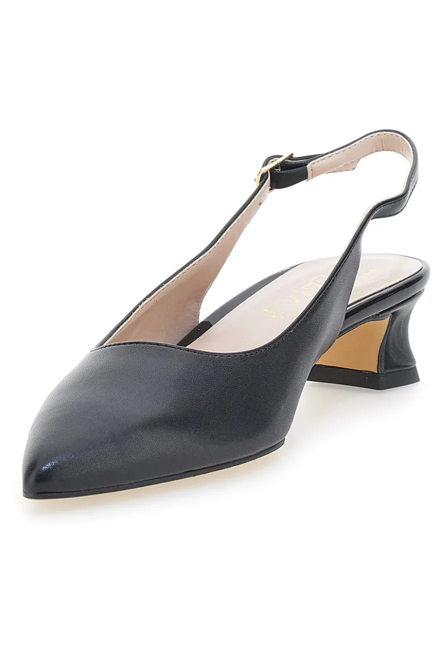 Décolleté Slingback Nere a Punta con Tacco Basso PITTARELLO GLAM 3614