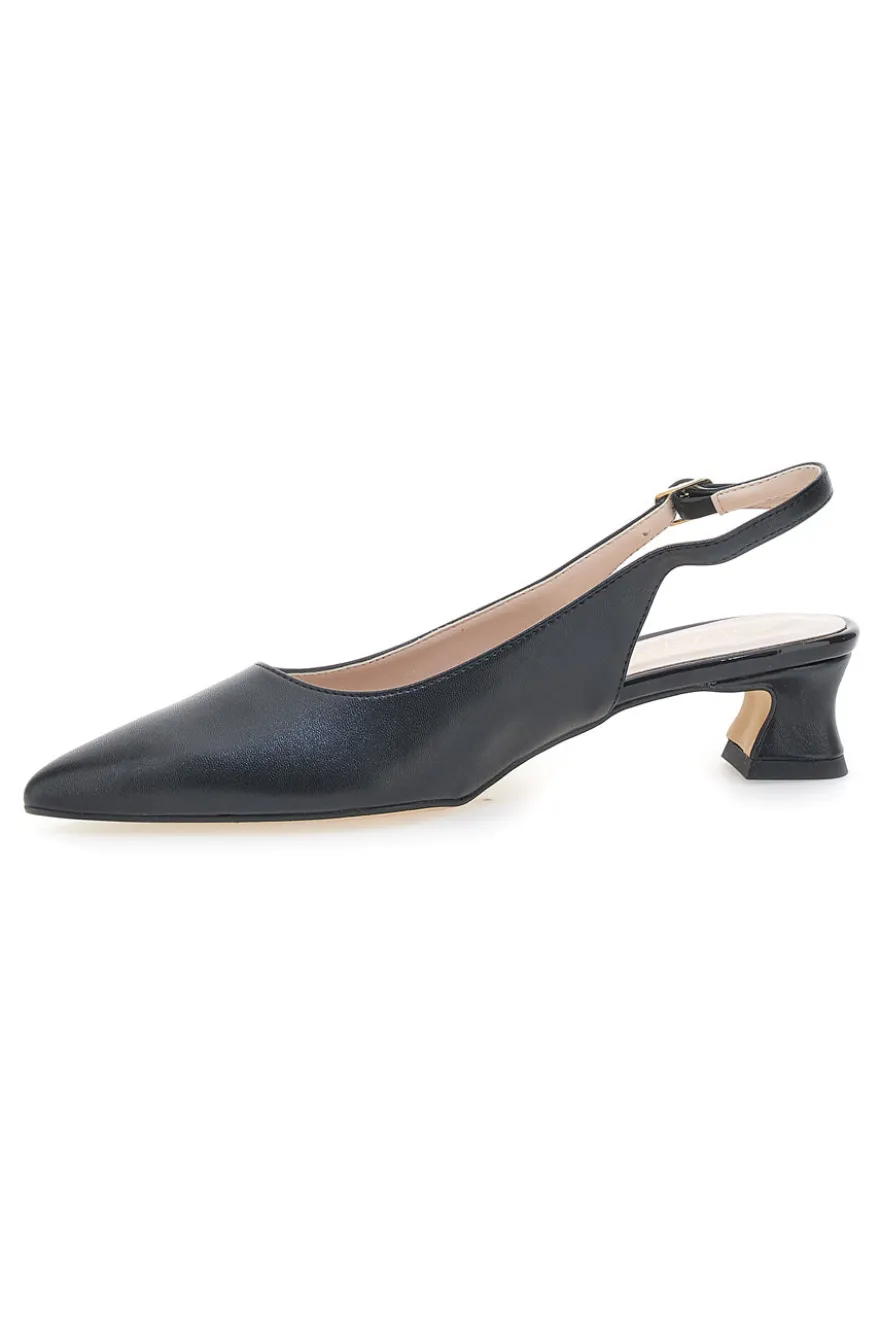 Décolleté Slingback Nere a Punta con Tacco Basso PITTARELLO GLAM 3614